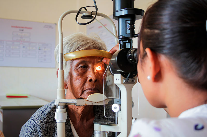 Older lady having an eye examination